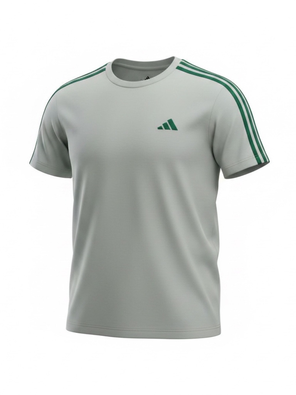 adidas Light Gray Short Sleeve Tee with Green Stripes